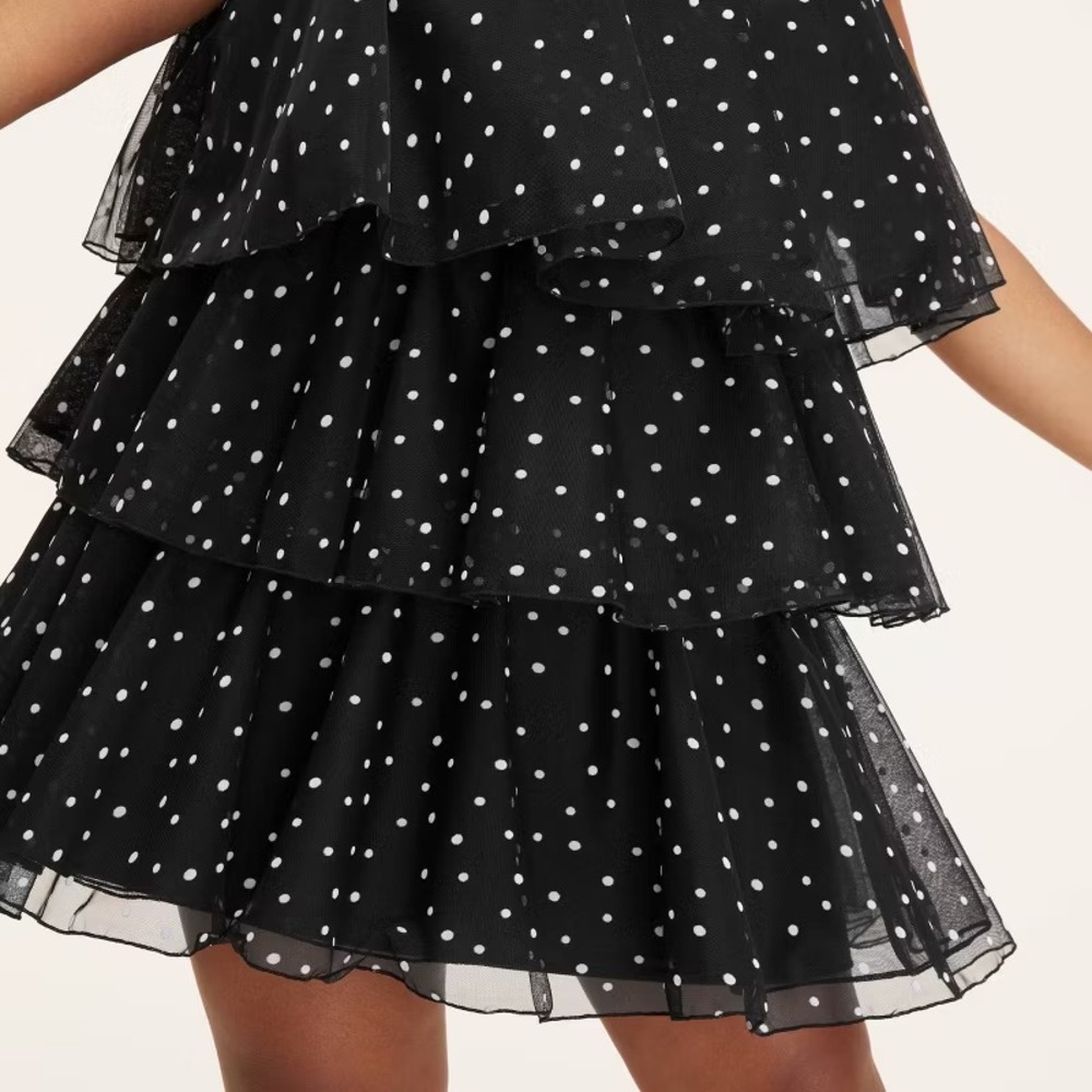Kate Spade x Target Large Polka Dot Tiered Sleeveless Mini Dress Size L Black‎ - Picture 4 of 5